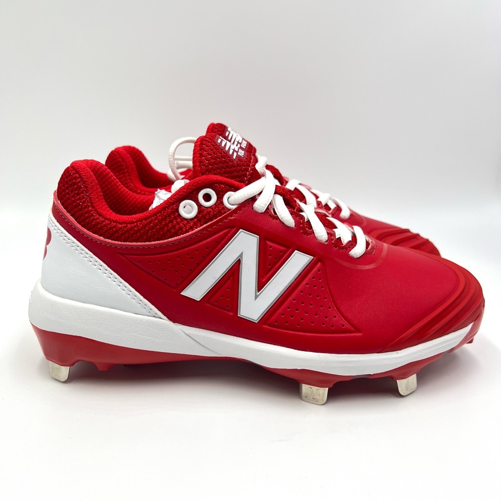 New Balance Womens‎ Size 5.5 Fuse V2 Red White Low Metal Softball Cleats Shoes